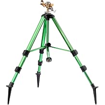 Sprinklers for Yard, 2026 Heavy-Duty Lawn Sprinkler Impact Sprinkler on Spike Tripod Base with 360 Large Area Irrigation with Extension Legs to Adjust Height Irrigation System for Garden Lawn-Yellow