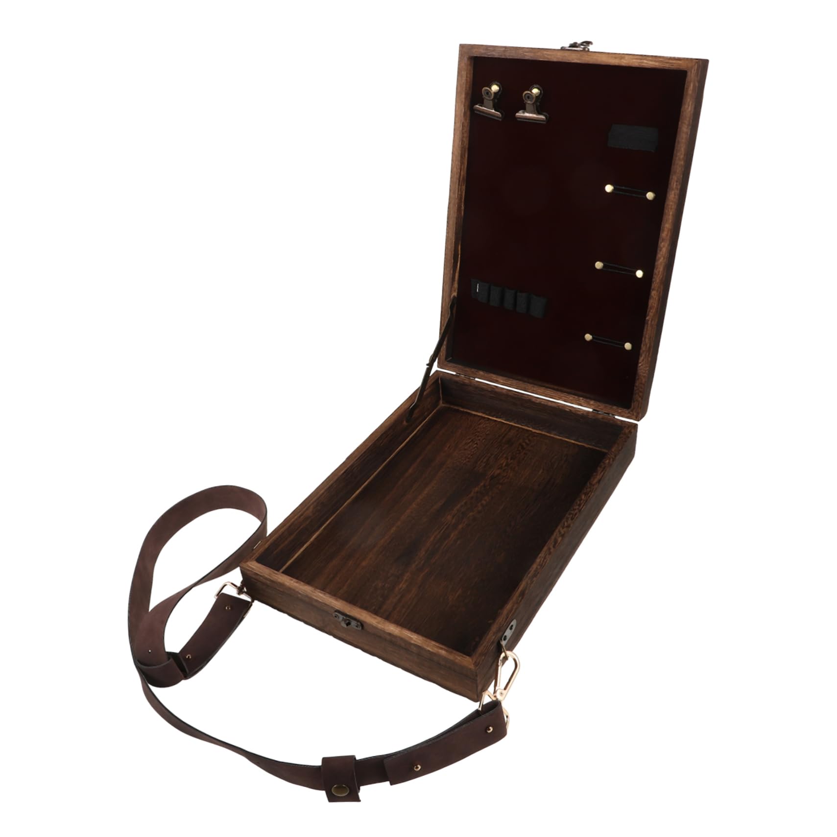 NOLITOY Holz Aufbewahrungsbox für Pinsel und Skizzen 33x23cm mit Tragegurt Tragbare Künstler Werkzeugkiste für Einfache Organisation im Arbeitsbereich und Outdoor Einsatz