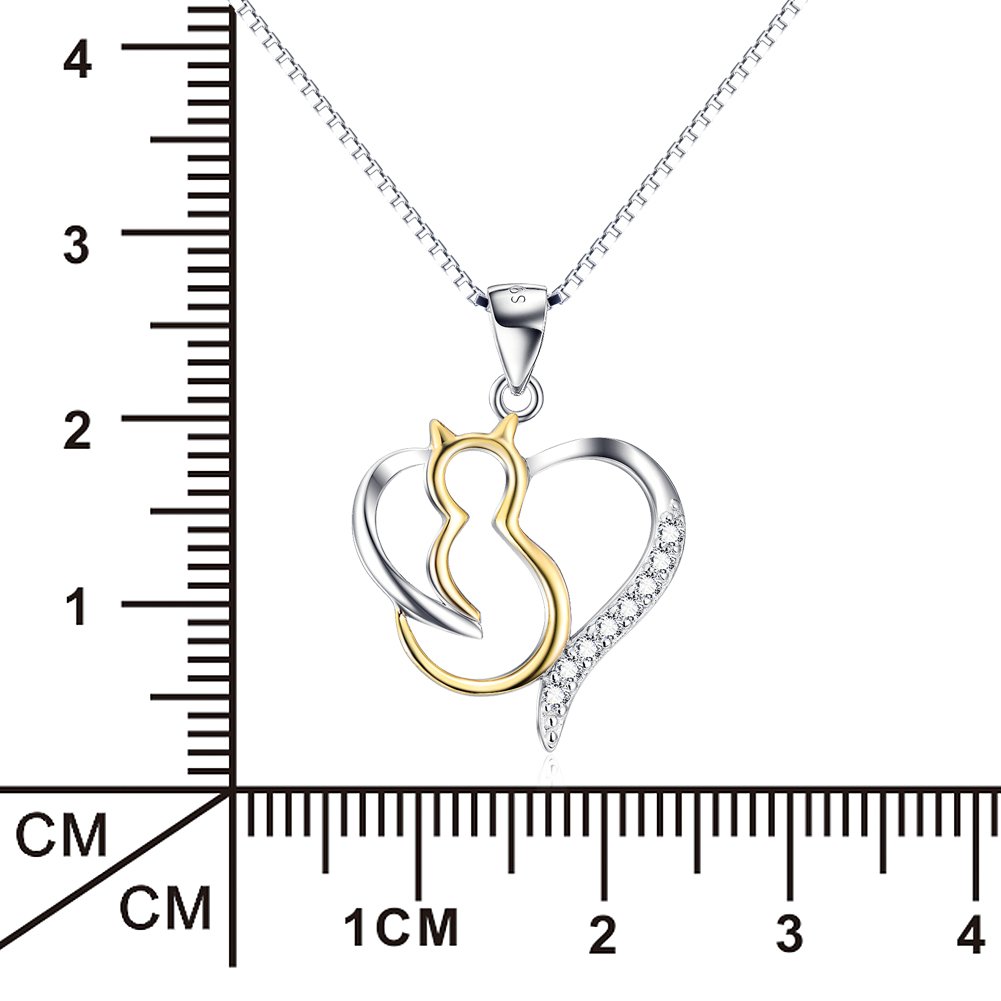 YFN Chat/coccinelle/licorne/pingouin Collier en argent sterling 925 avec pendentif animaux Bijoux fantaisie Cadeaux pour femmes et filles, Normal, Argent sterling, Pas de gemme