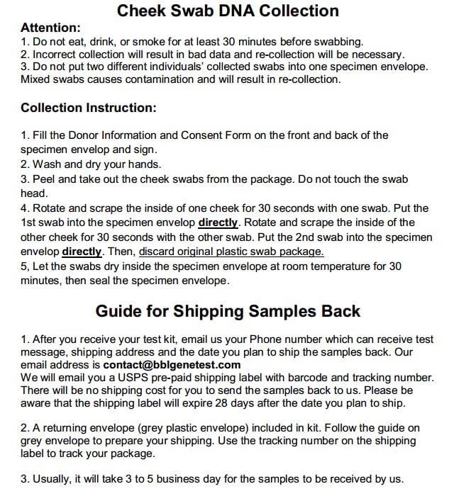 Image of Paternity Test Kit (Personal Use Only, Results in 1-2 Days, All lab fees Included)
