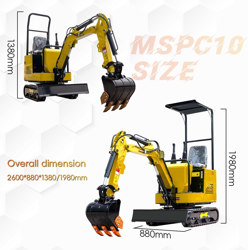 MMS PC10Y Mini Excavator dimensions and specifications