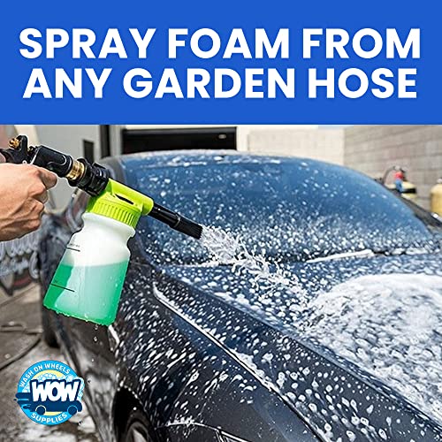 Wash On Wheels - Heavy Duty Hose Foam Cannon For Car Wash, Must-Have Tool In Your Car Wash Kit, Use As A Car Cleaner Or Hose Sprayer For Motorcycles, Bikes And Glass, Attachable To Any Garden Hose #TOP2