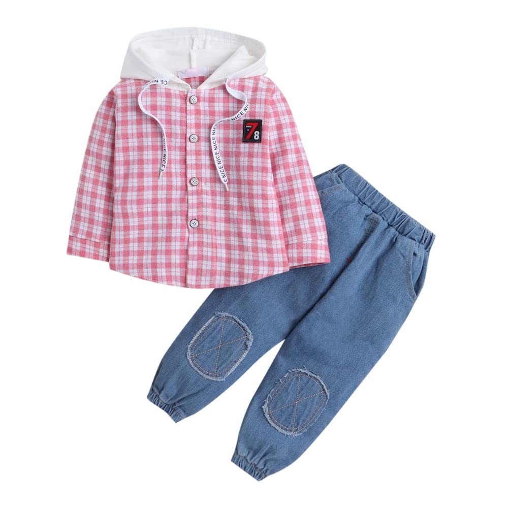HopscotchBoy's Cotton Checkered Shirt and Jeans Set