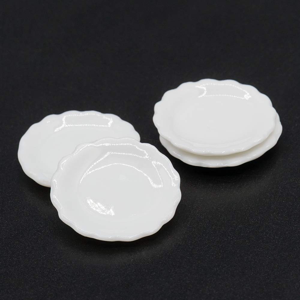 Amazon | 1/12 ミニチュア 食器 皿 陶器 4枚 ドールハウス 小物 [並行