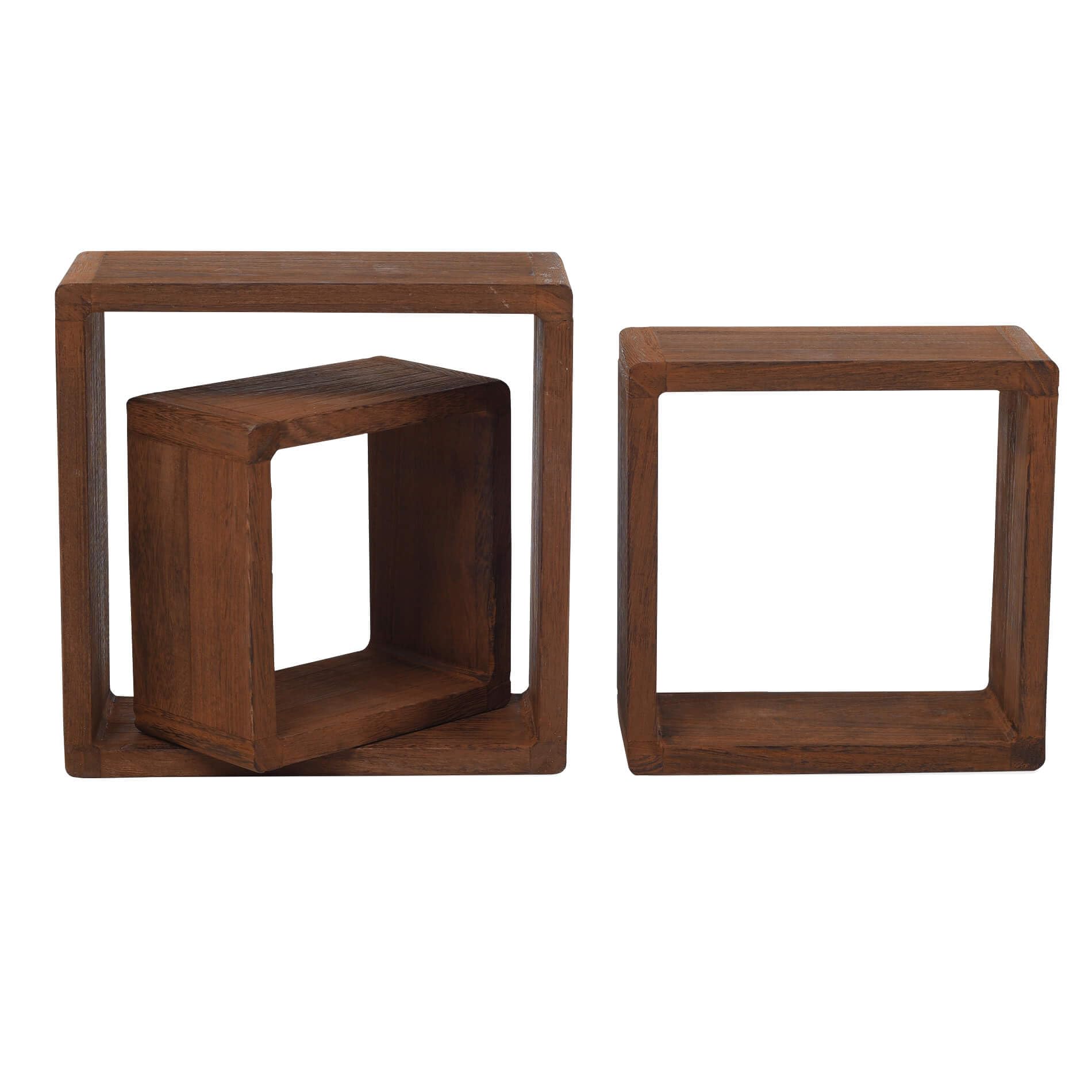 Rebecca Mobili Lot 3 Etageres Carre en Bois Clair, Etageres Suspendues Murales, Bibliotheque pour Chambre Salon – Dimensions: 26 x 26 x 9 cm (HxLxL) - Art. RE4180