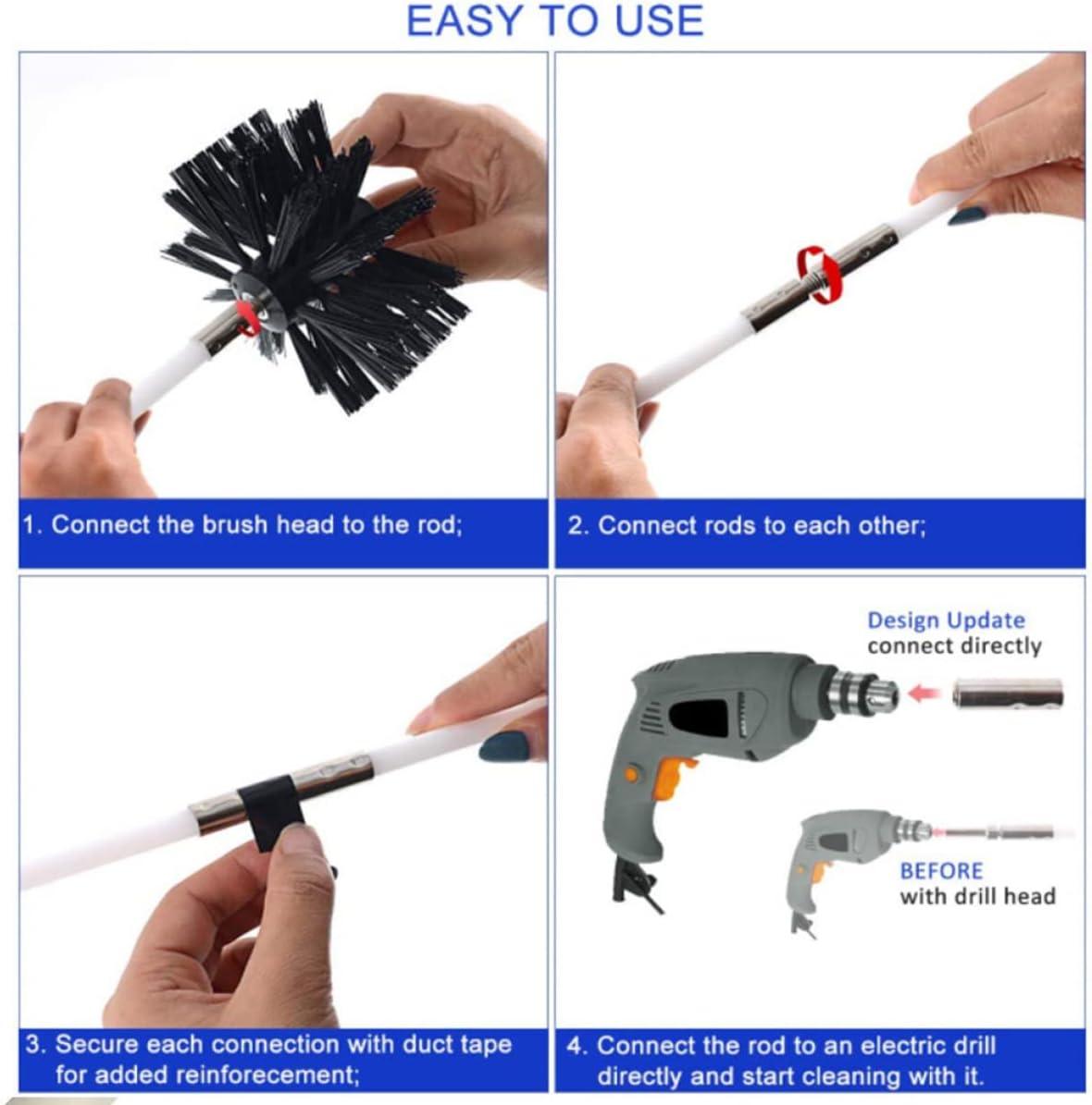 Chimney Brush Dryer Vent Cleaner Kit Vent Lint Removal Tool Fire Place Chimney Sweep Lint Remover for Dryer Duct Flexible Rods for Air Duct Cleaning