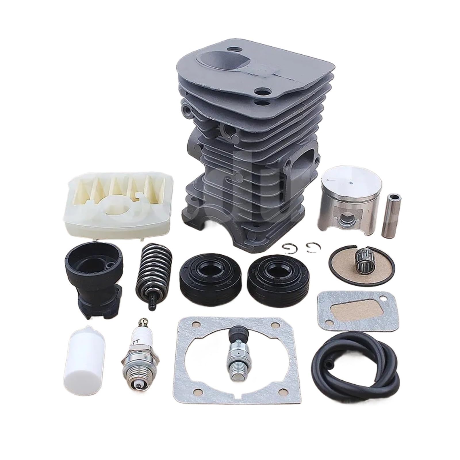 Kit de Filtro de Aire de pistón de Cilindro de 42 mm for Motosierra 340, 345 y 350 (503870276, 537024002w, Sello de Aceite, Tubo de admisión, Resorte Amortiguador AV)