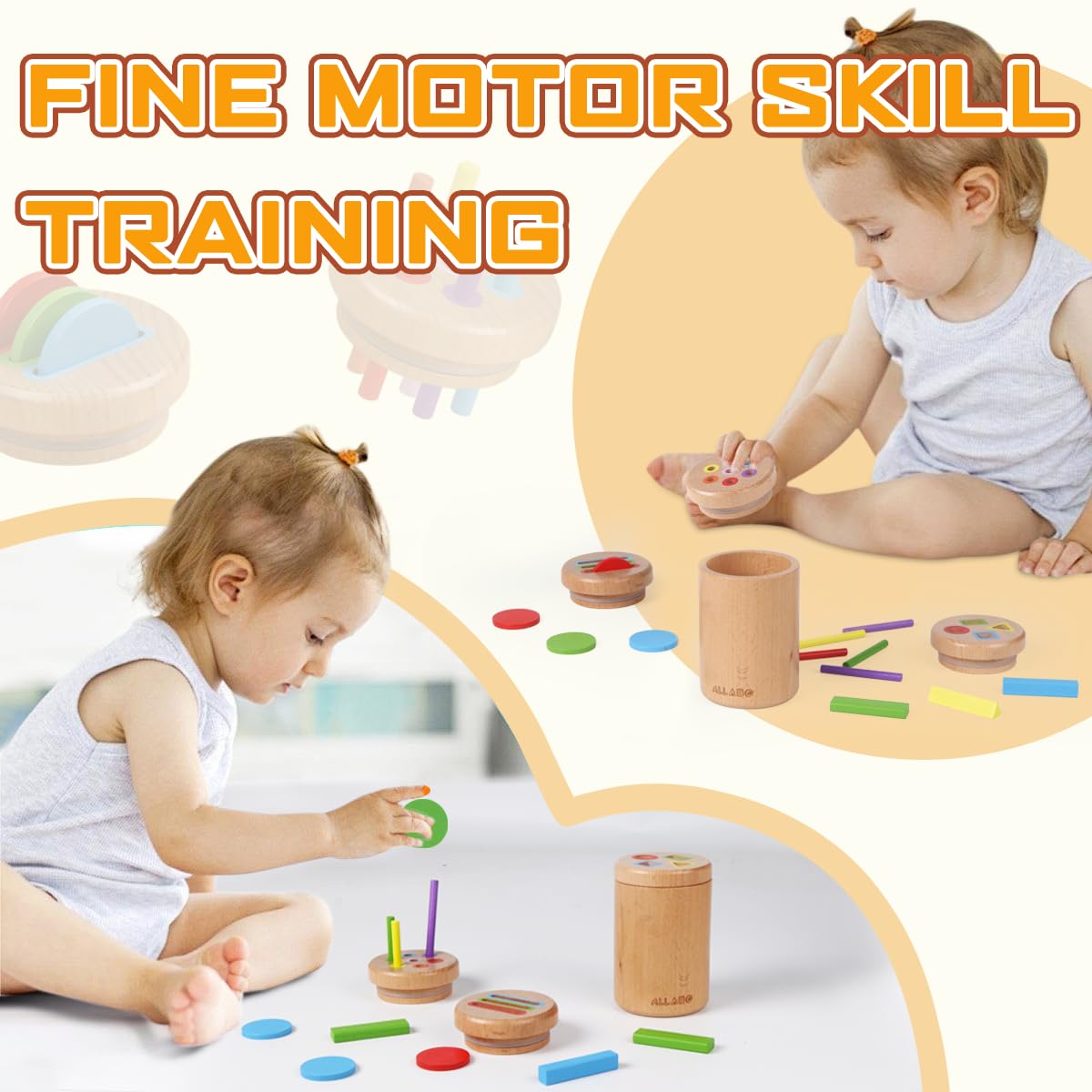 Juguetes Montessori 3 en 1 para clasificar colores para niños de 1, 2, 3 años, actividades de aprendizaje preescolar, juguetes sensoriales educativos de madera para niños pequeños de 1 a 3 años 3