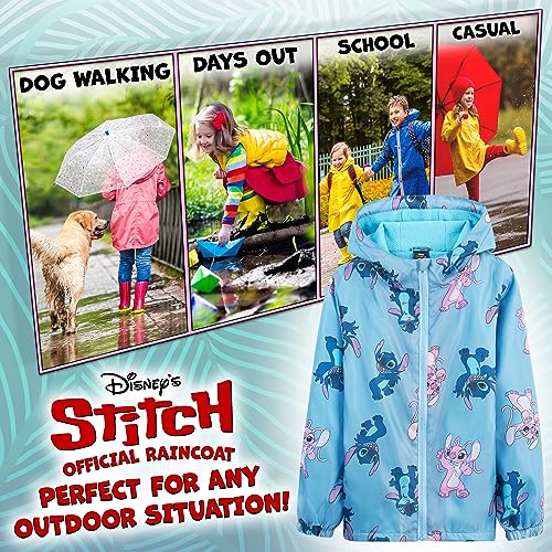Disney Stitch Girls Raincoat - Waterproof Hooded Jacket for Kids 4-14 Years Fleece Lined - Stitch Gifts for Girls Teens4