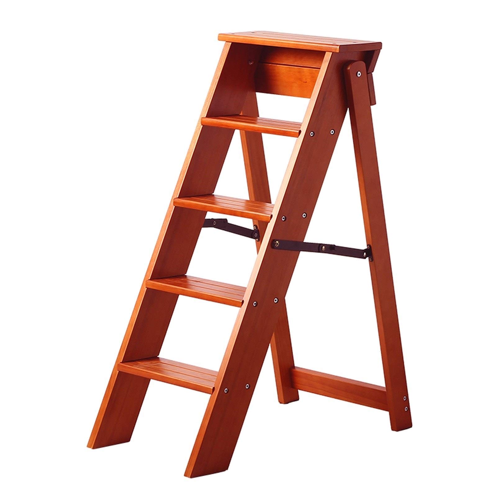 Taburete Plegable con Escalera 5 escalones sillas per Subir al hogar escaleras con Escalera Taburete y Estante Almacenamiento