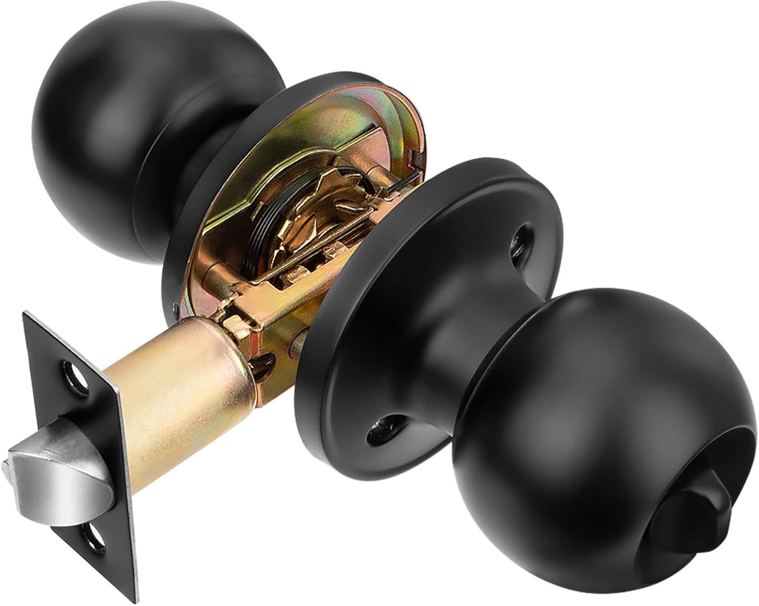 8 Pack Privacy Door Knobs Matte Black Interior Passage Door Lock Keyless Round Lookset for Bedroom Bathroom, Hardwares & Instruction Included