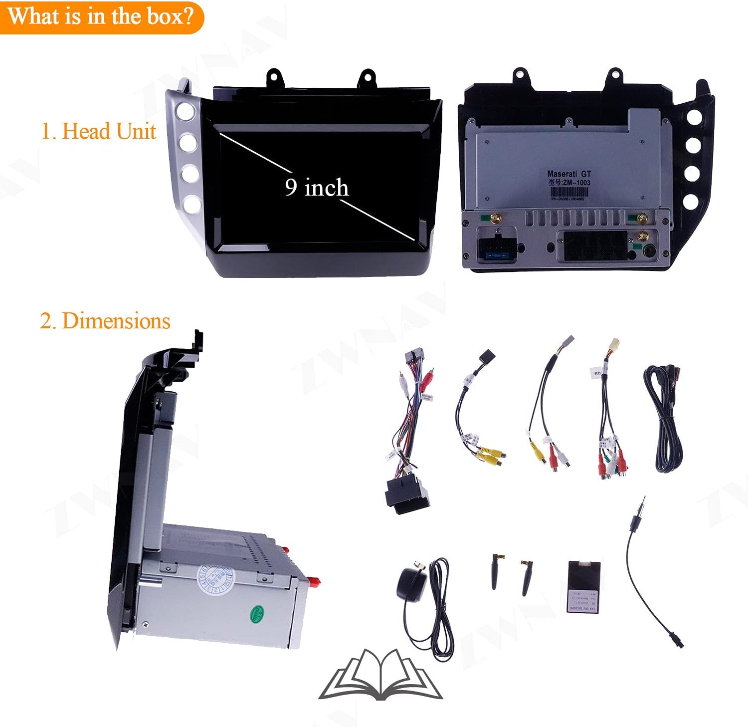ZWNAV 9 Inch Android 9.0 Car Stereo for Maserati GT/GC Grancabrio GranTurismo 2007-2019, GPS Navigation Headunit, WiFi, Bluetooth, SWC, IPS Touch Screen