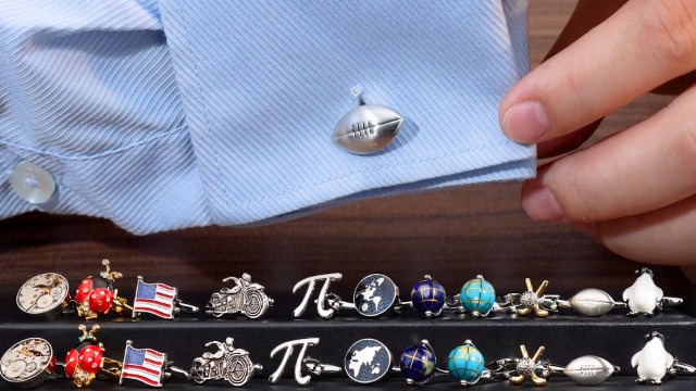 Gemelos de camisa mapa mundial para hombre azul oscuro miniatura 6