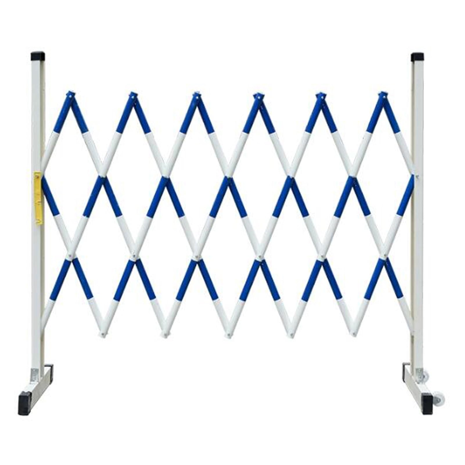WQPMNYG Security Barrier,Retractable Traffic Safety Fence with Casters, Foldable Isolation Guardrail for Outdoor Construction, Road & Garage Barrier, White-Blue (L300cm/9.8ft)