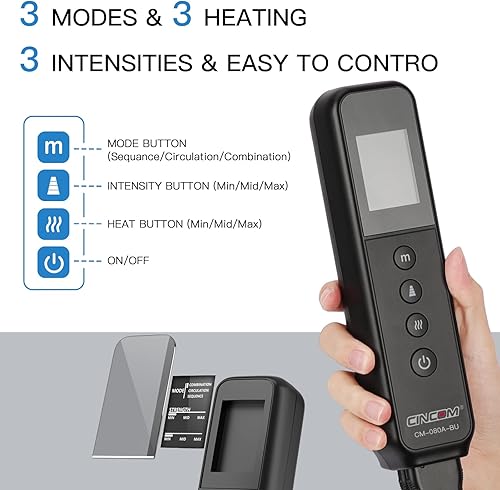 Miniatura 3 de CINCOM Masajeador de piernas con calor y compresión, masajeador de piernas de compresión de aire para circulación y alivio del dolor musculares