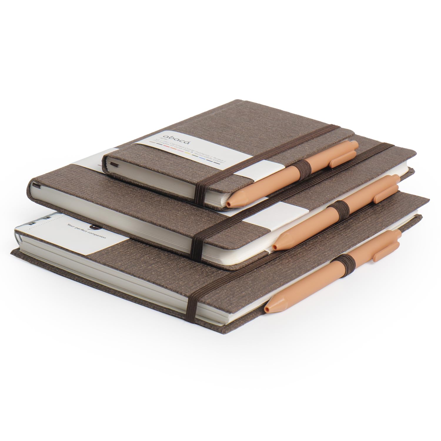 COMMA Abaca-Kombi, A5-Größe, gebunden, A5-Format, drahtgebundenes Notizbuch und A6-Taschennotizbuch, 192 Seiten (A5 HB und A6 HB) und 200 Seiten (A5 WB), 80 g/m² natürliches Schattierungspapier,