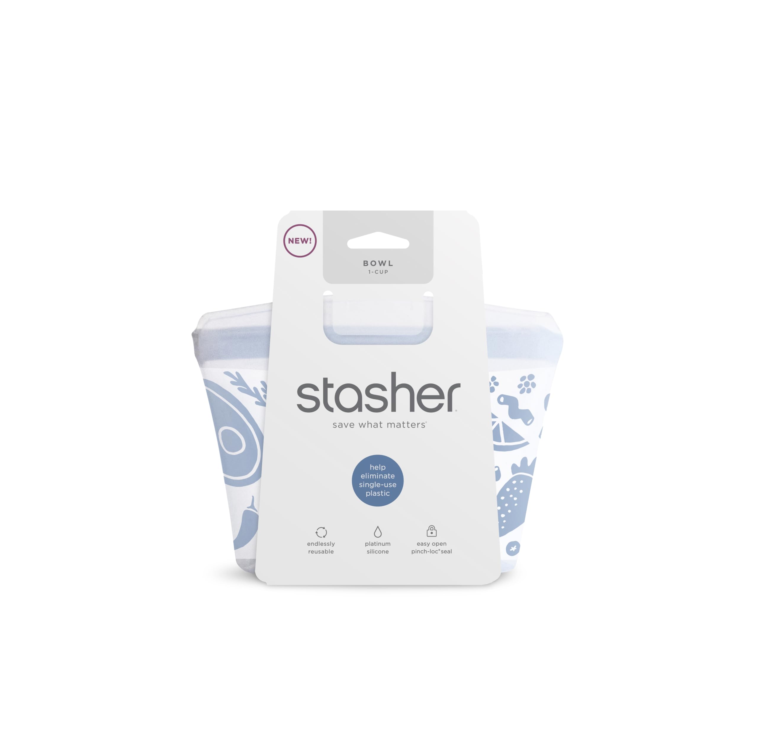 Stasher Silicone Reusable Storage Bag, 1 Cup Bowl (Clear) | Food Meal Prep Storage Container | Lunch, Travel, Makeup, Gym Bag | Freezer, Oven, Microwave, Dishwasher Safe, Leakproof