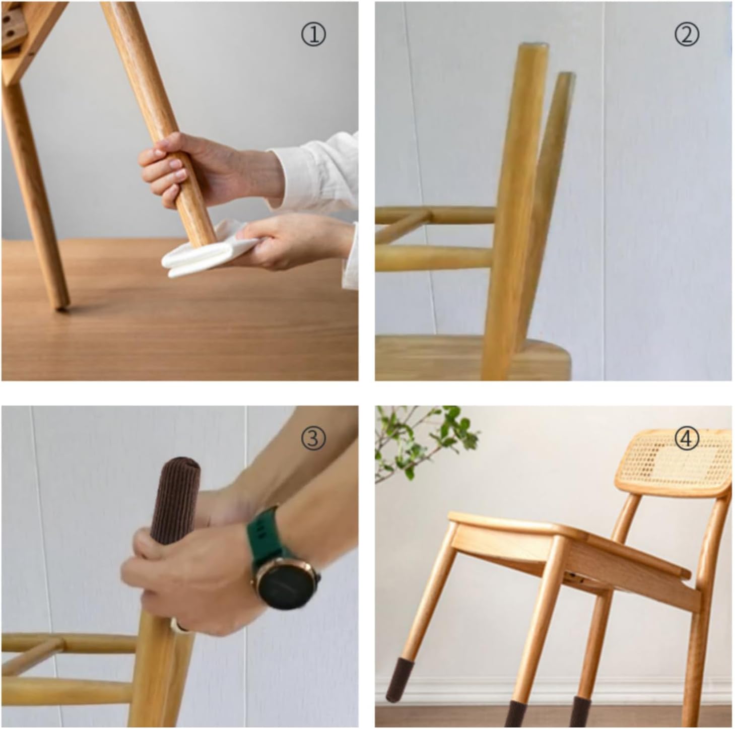 16 PCS Knitted Chair Leg Pads, Furniture Leg Protector Socks, High Elastic Floor Protectors Covers, Move Easily and Reduce Noise Caps Set for Furniture, Door Handle-Khaki