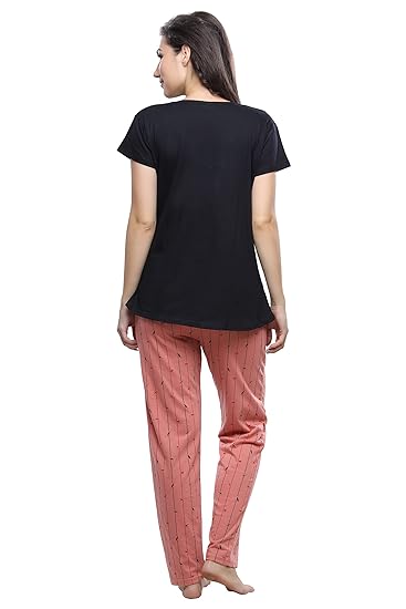 DZZO Cotton Night Suit for Women Girls | Cotton Printed Night Suit Set Pyjama Set Sleepwear Nightwear Nightdress Loungewear for Women