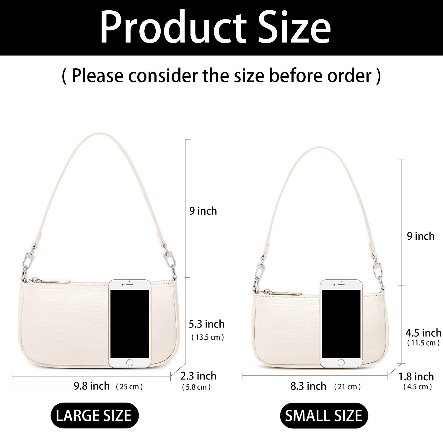 lapsting Shoulder Bag for Women 90s Trendy Purse Small Clutch Y2K Fashion Mini Handbag with Crossbody Strap A - Large Beige