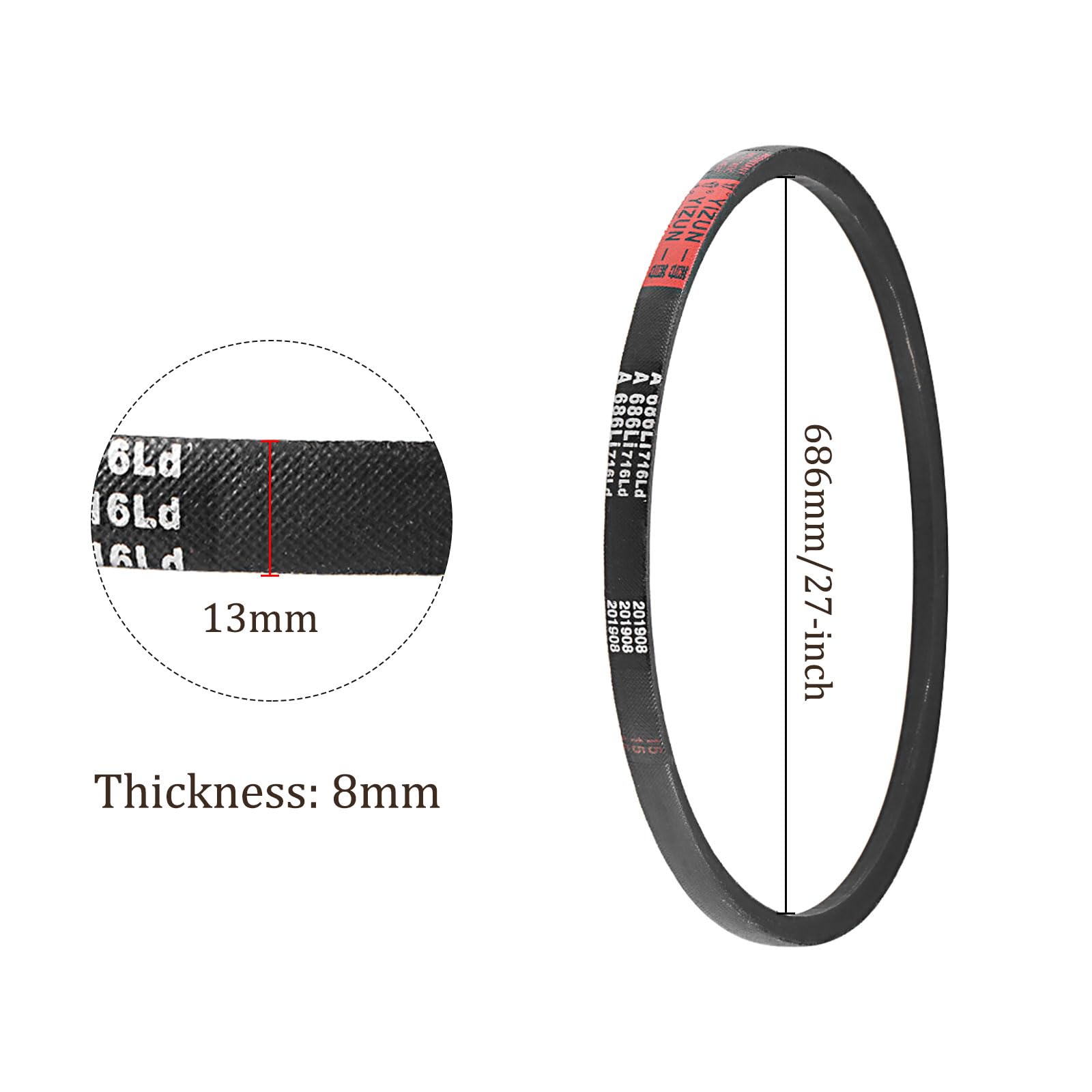 Amazon.com: Kozelo 2pcs A-686Li/A27 Drive V-Belt - [13mm