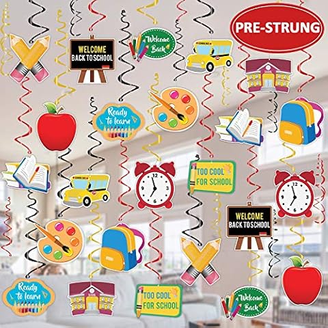 Tifeson 36PCS Back to School Hanging Swirls Decorations - First Day of School Classroom Swirl Hanging Decor - Welcome Back to School Party Decorations Supplies Cover