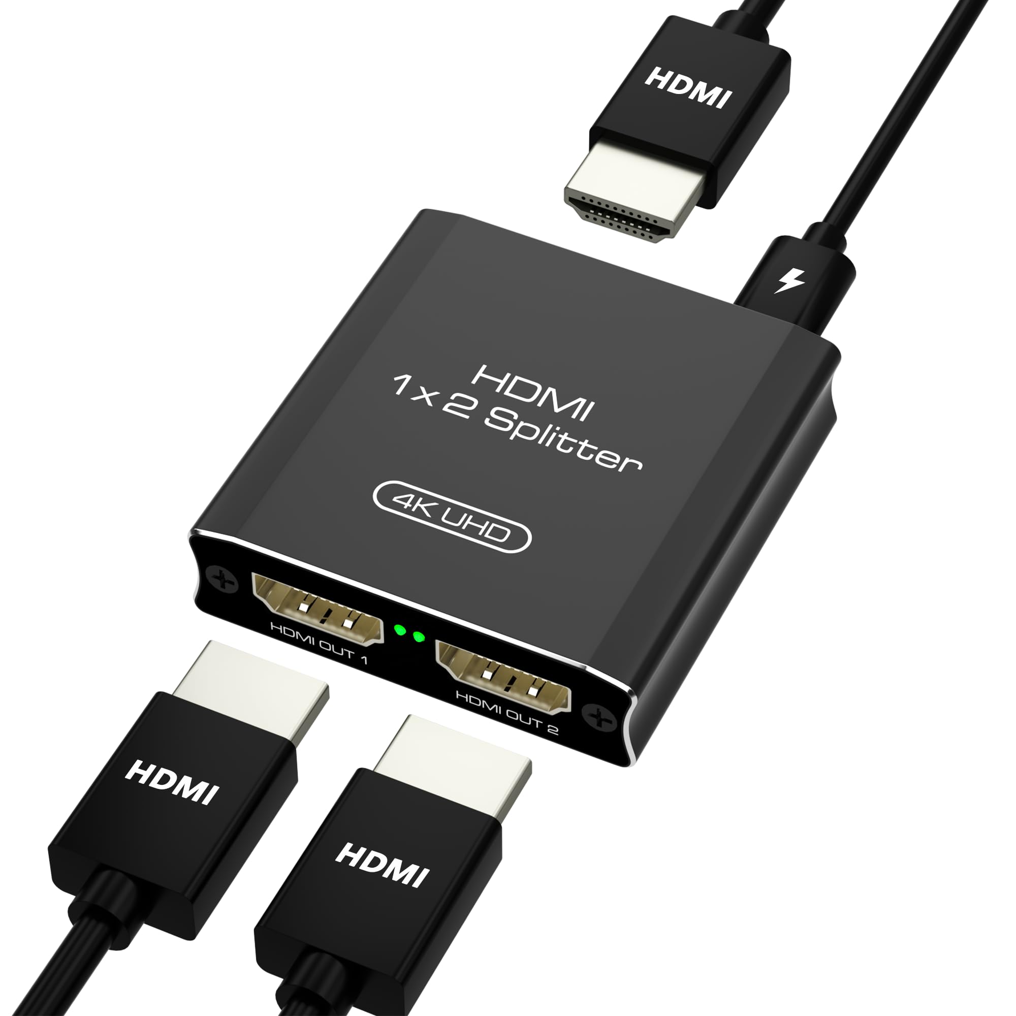 HDMI Splitter 1 in 2 Out, 4K HDMI Splitter for Dual Monitors (Not for Extended Display, Mirror Only/Copy Mode), Sends Same Content to 2 Screens, Works