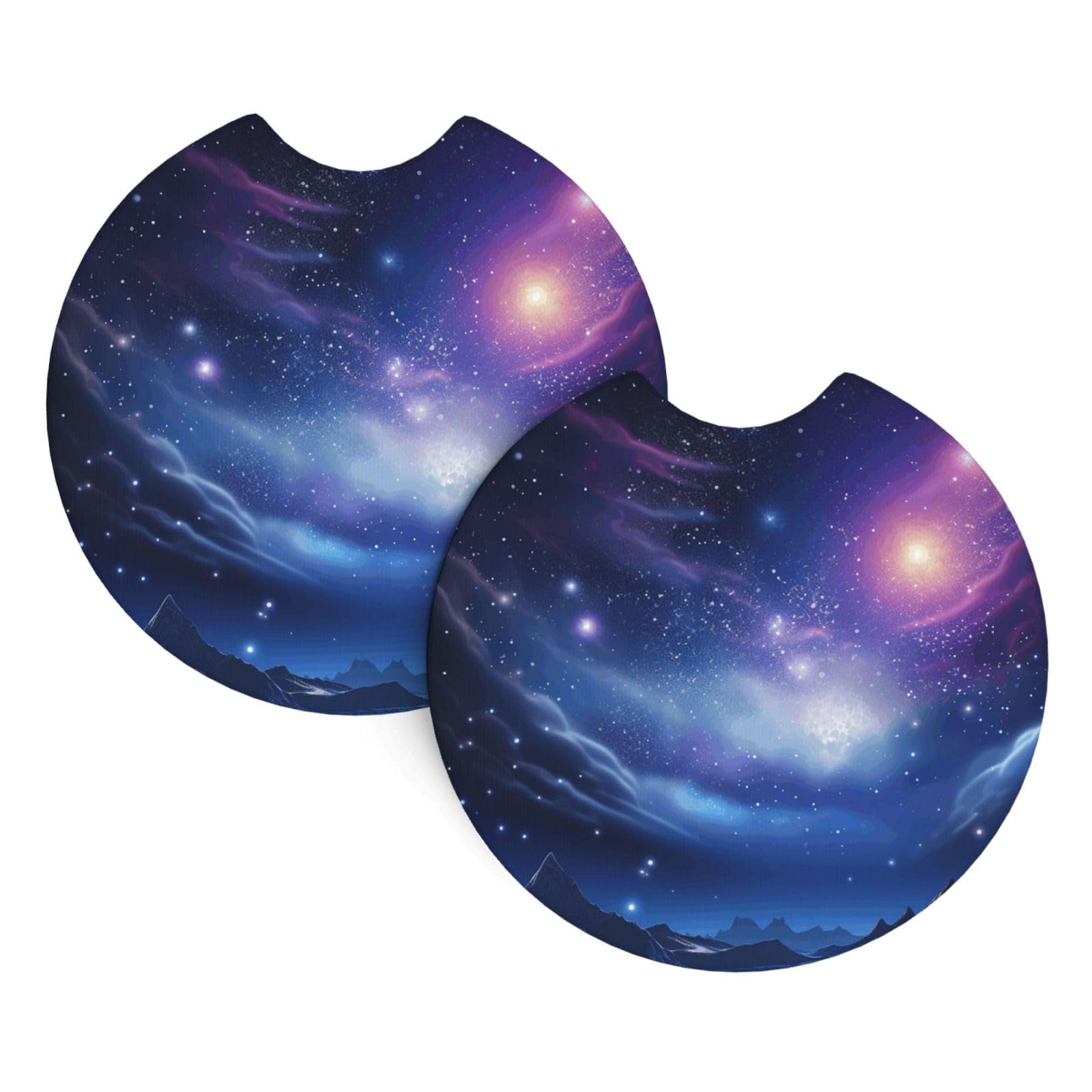 2 Pack Car Coaster for Cup Holders Mysterious Stars Car Cup Coaster 2.7" Neoprene Non-Slip Automotive Cup Mat Universal Auto Car Interior Accessories for Women Men Cup Pad