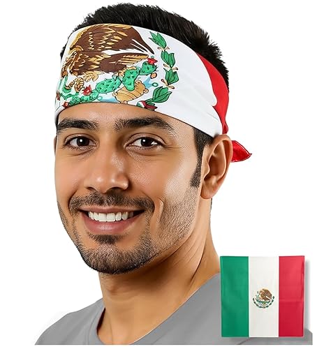 Costume Adventure Bandana con bandera mexicana, bandana mexicana para hombres o mujeres, talla única