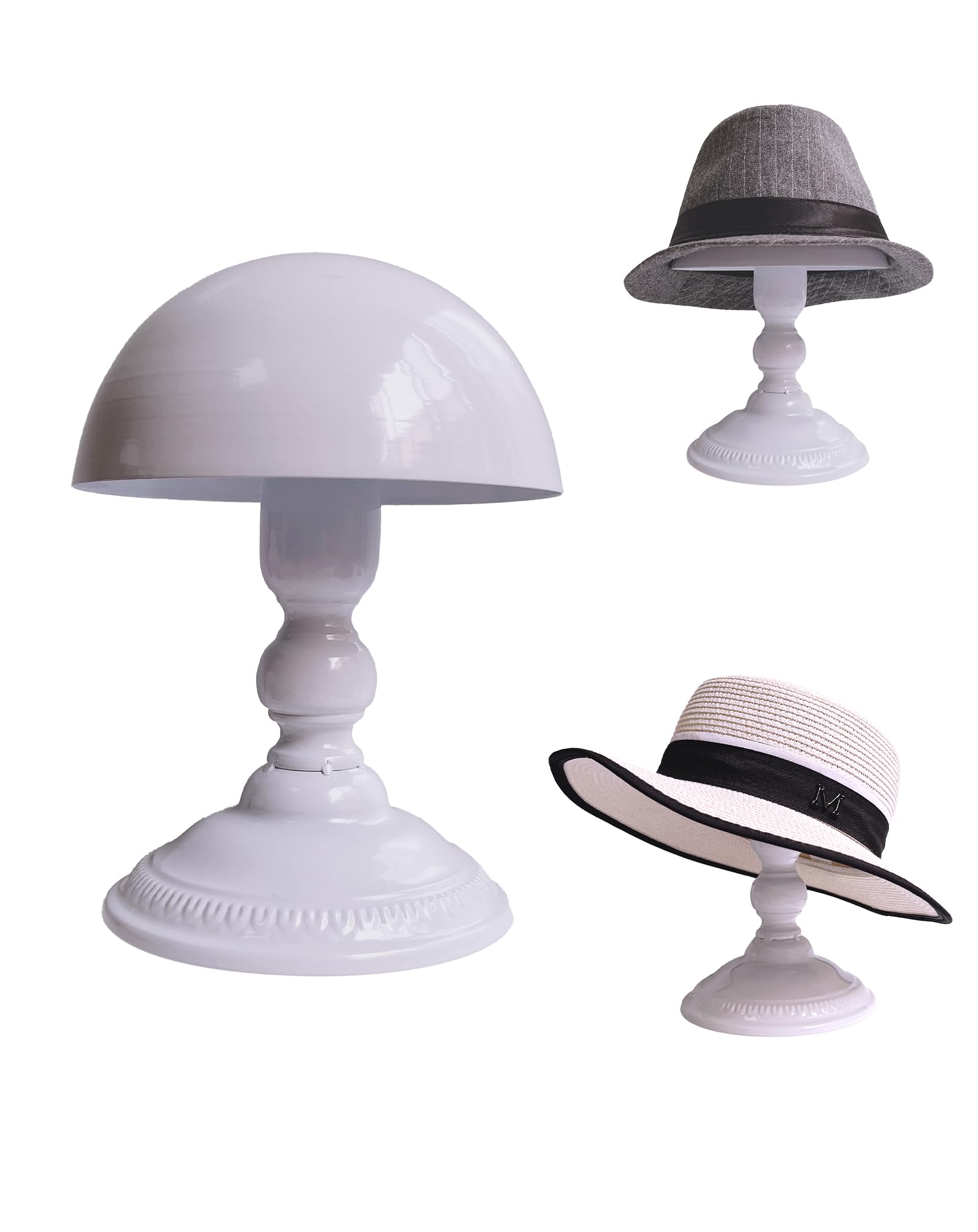 Support de chapeau blanc en dôme CHADWICK pour perruque et casque
