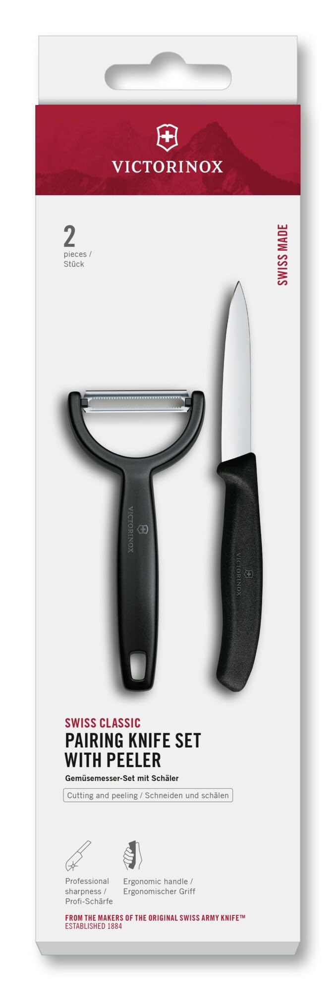 Set de Couteau à Légumes et Éplucheur Victorinox - 2 Pièces en Acier Inoxydable