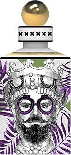 Botella decorativa de porcelana Baci Milano Magnum 30 cm - Hipster barbudo en corona y copas - Decoración moderna púrpura