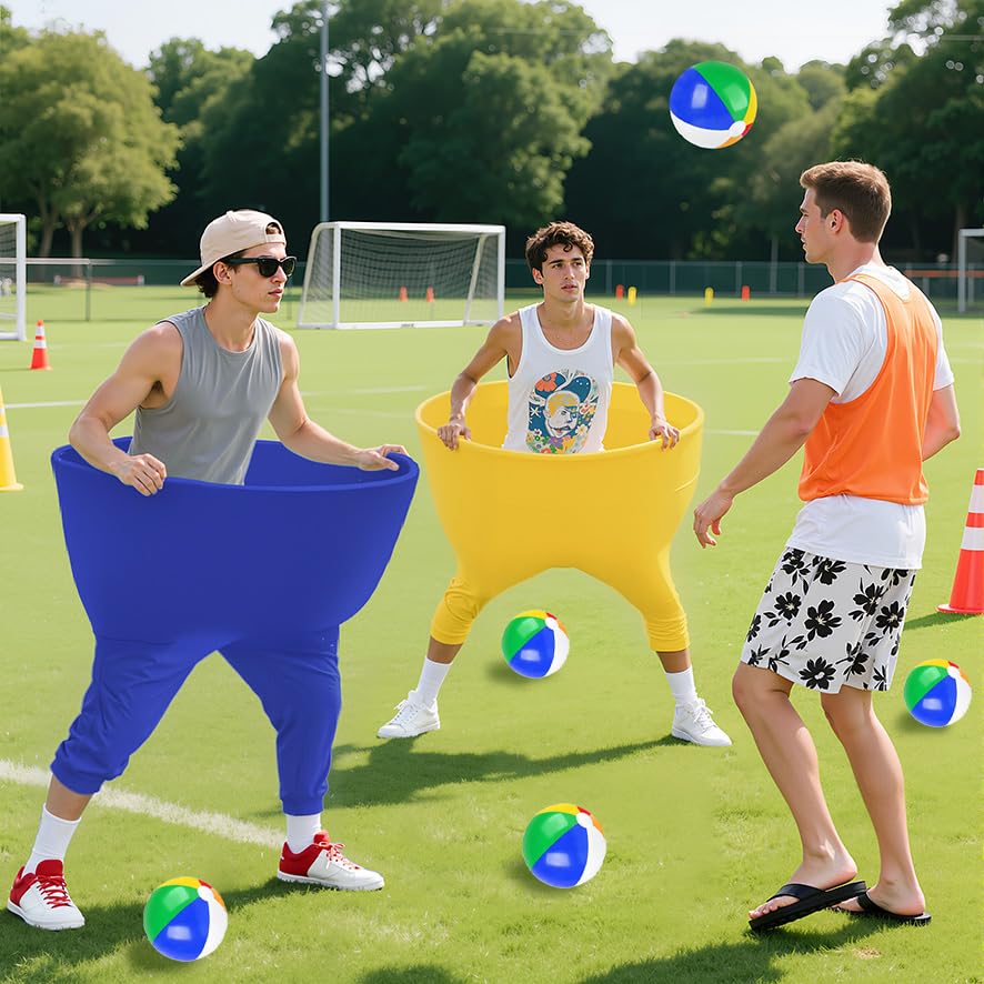 Image of Granny Pants Outdoor Games 4 PCS Fun Party Game Pants with 16 Bouncy Balls and 1 Air Pump (Random Colors), Granny Pants Yard Game for Adults and Family Reunion Party Field Game Set