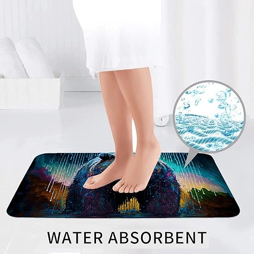 Miniatura 5 de Contrence 3 juegos de alfombras de baño con cubierta de inodoro en forma de U, tapete de baño The Bear lavable a máquina, alfombra de contorno para