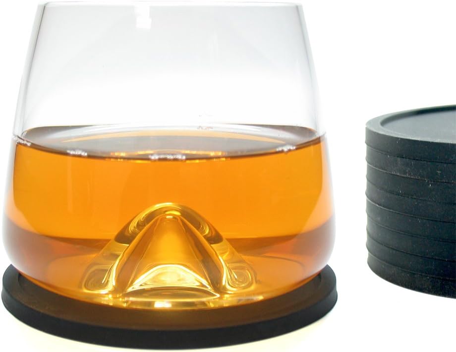 Set of 8 Silicone Drink Coasters Non Slip Grip Great for Home, Kitchen, Office, Desk, Table - Black