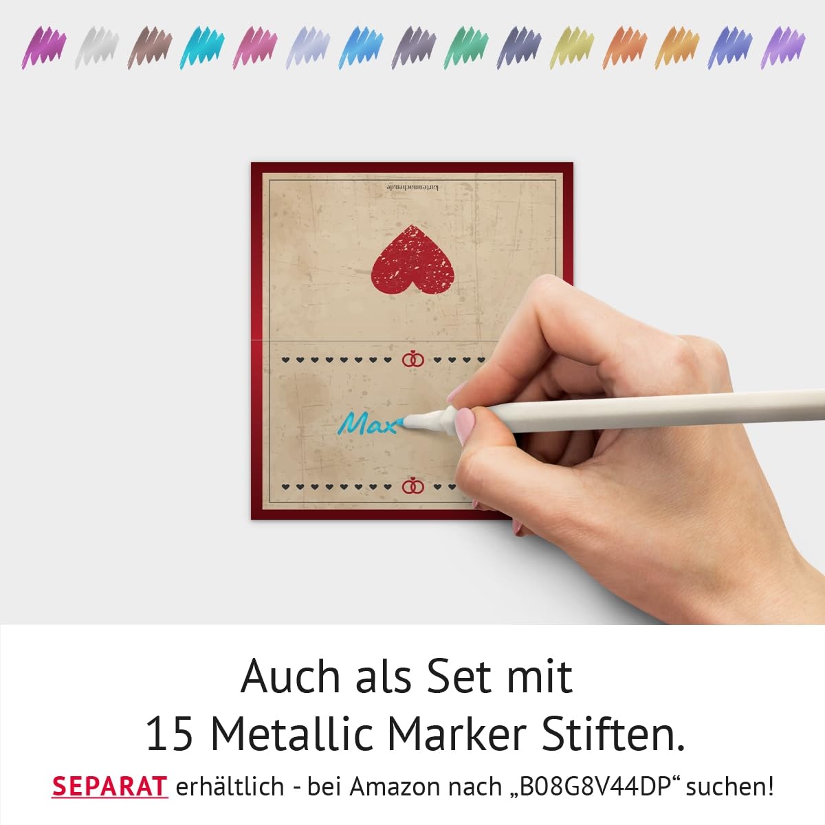 50 x Blanko Platzkarten Namenskarten Tischkarten Geburtstag Hochzeit - Vintage Herz in Rot