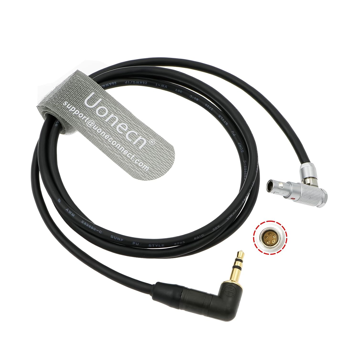 Uonecn ARRI Alexa mini Camera Cable FHG.00B 5 pin Male to Right Angle 3.5mm TRS Audio Cable