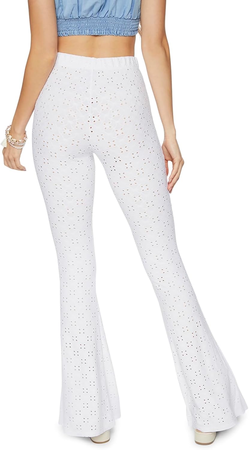 Forever 21 Womens Pointelle High-Rise Flare Pants - Image 4