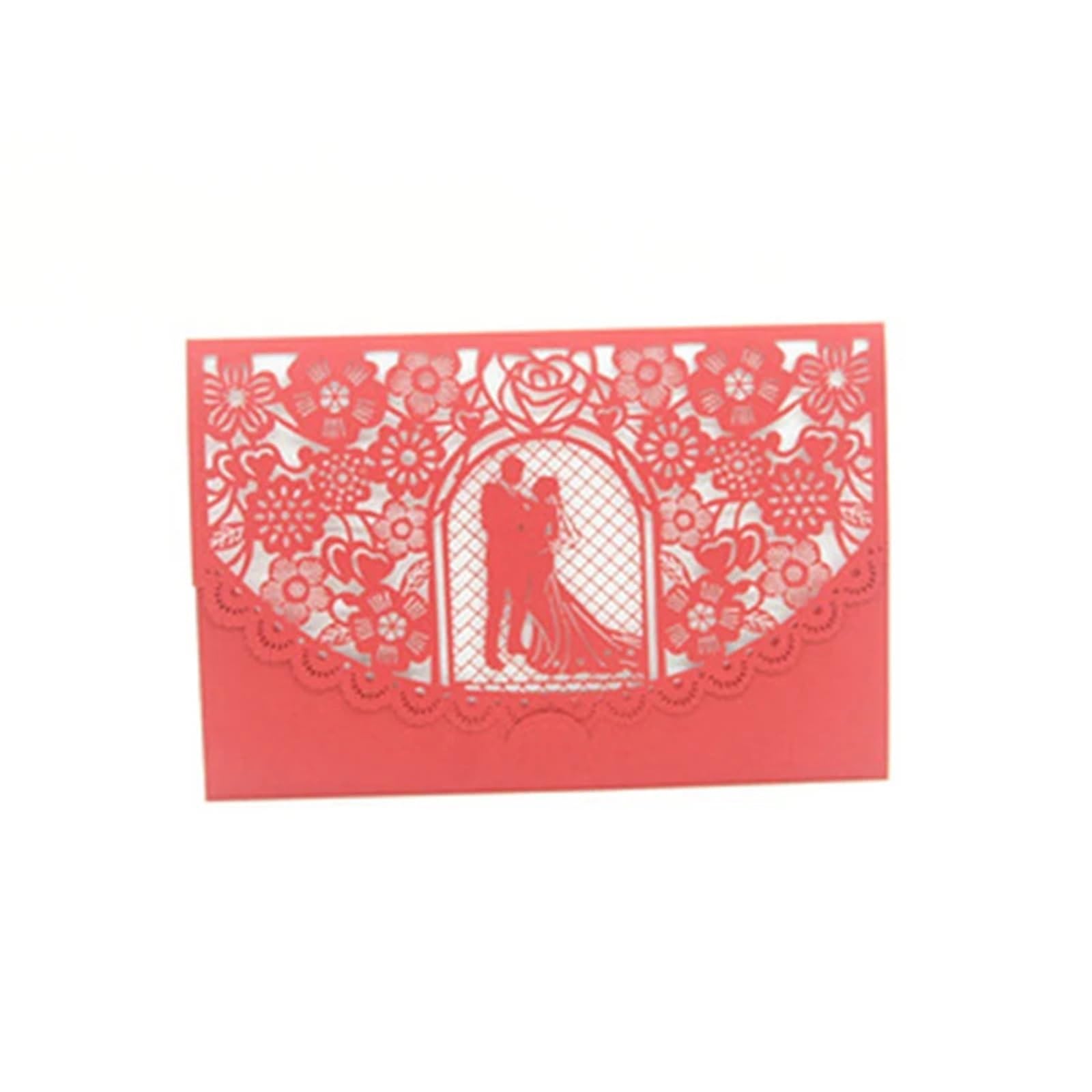 Hochzeitseinladungen Karte 10 STÜCKE Hochzeitseinladungskarte Abdeckung Perlenpapier Lasergeschnittene Einladungskarten for Braut und Bräutigam Hochzeitstag Party Supplies(Red)