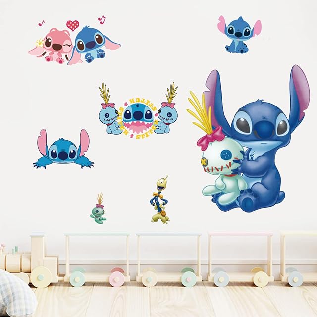 Lilo Stitch Wall Stickers Girls Children Boys Wall Decals Wall Decals for Baby Nursery Kids Bedroom Wall Decor Living Room Home Décor