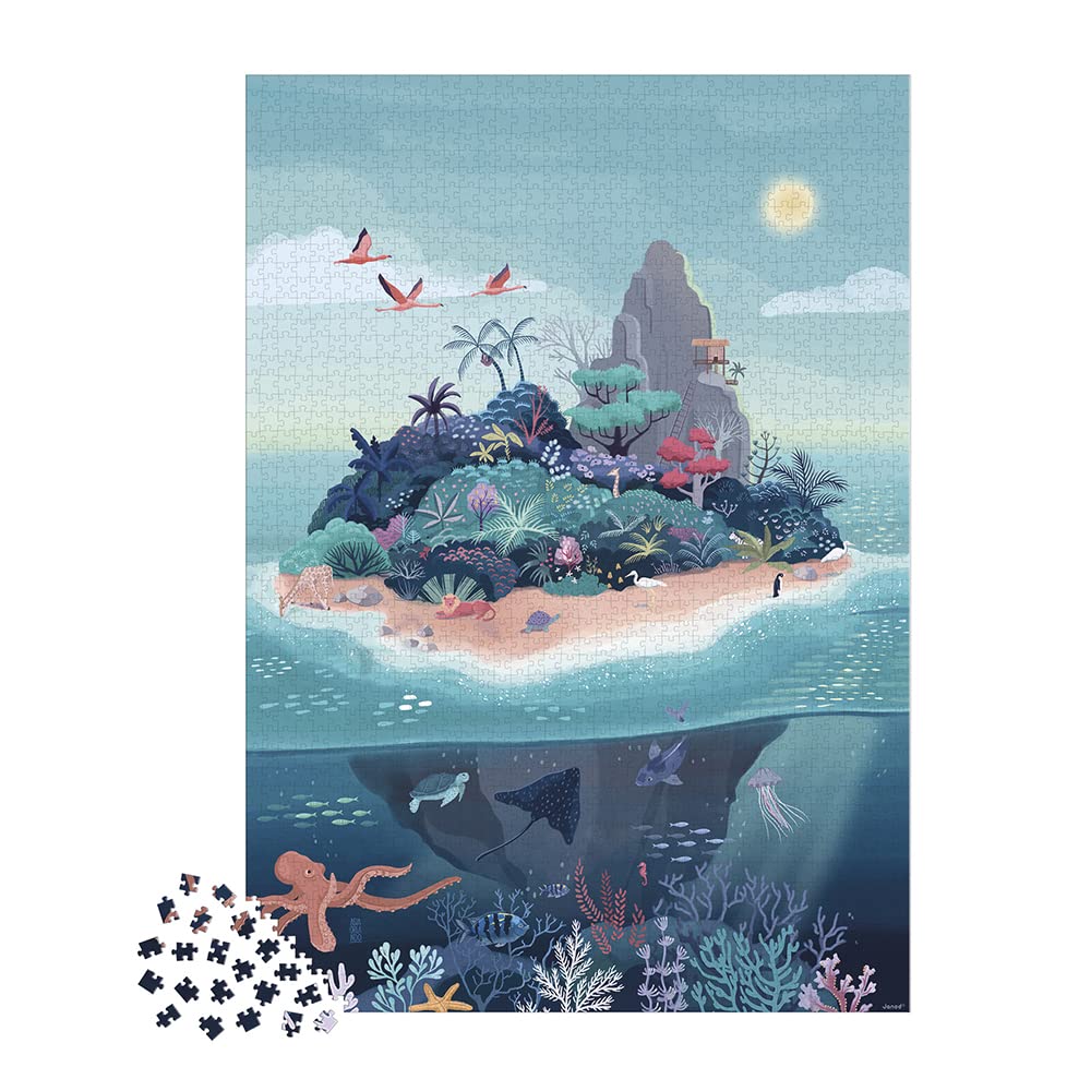 Janod - Puzzle 2 pezzi - L'isola Misteriosa - Per Adulti Adolescenti e Bambini - Fabbricazione Europea e Certificazione FSC - Dai 1 Anni, J2517