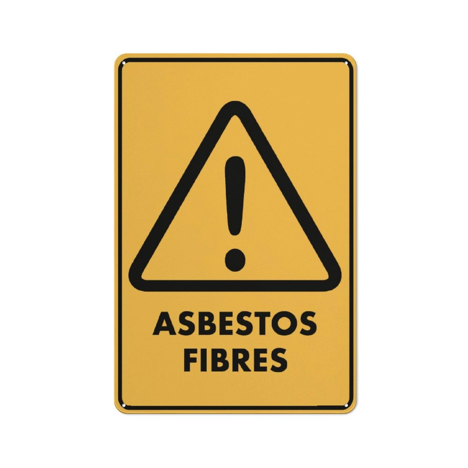 Caution Asbestos Fibres Sign Outdoor Signs Aluminum 12X8 Inch Uv Ink Printed For House And Business