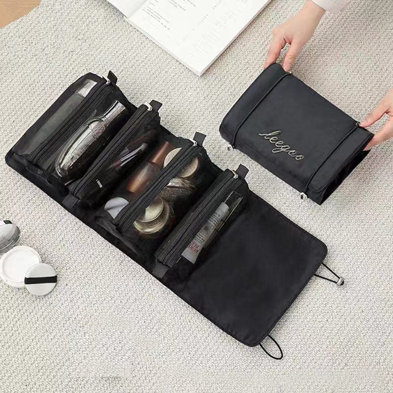 krupasadhya 4 in 1 Foldable Toiletry Bag for Travel, Makeup Storage Pouch, Toiletry Bag for Travel Removable Makeup Bag Foldable Cosmetic Organizer for Shampoo, Toiletries(Multicolor) 4