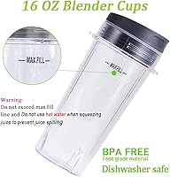 Vista 6 de Piezas de repuesto para Nutri Ninja, batidora de 6 aletas macho y tazas para licuadora BL660 BL770 BL780 BL740, etc. (paquete de 5)