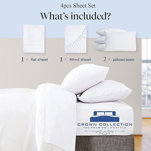 Miniatura 2 de Juego de las mejores sábanas de 600 hilos tamaño Queen hecho 100 % de algodón peinado de fibras largas juego de sábanas profundas de 4 piezas