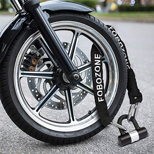 Heavy Duty Chain Lock, With U-Lock, Chain:120Cm Length X 12Mm Dia,Made Of Manganese Steel, Non-Corrosive, Durable, Protector Of Valuables #TOP6