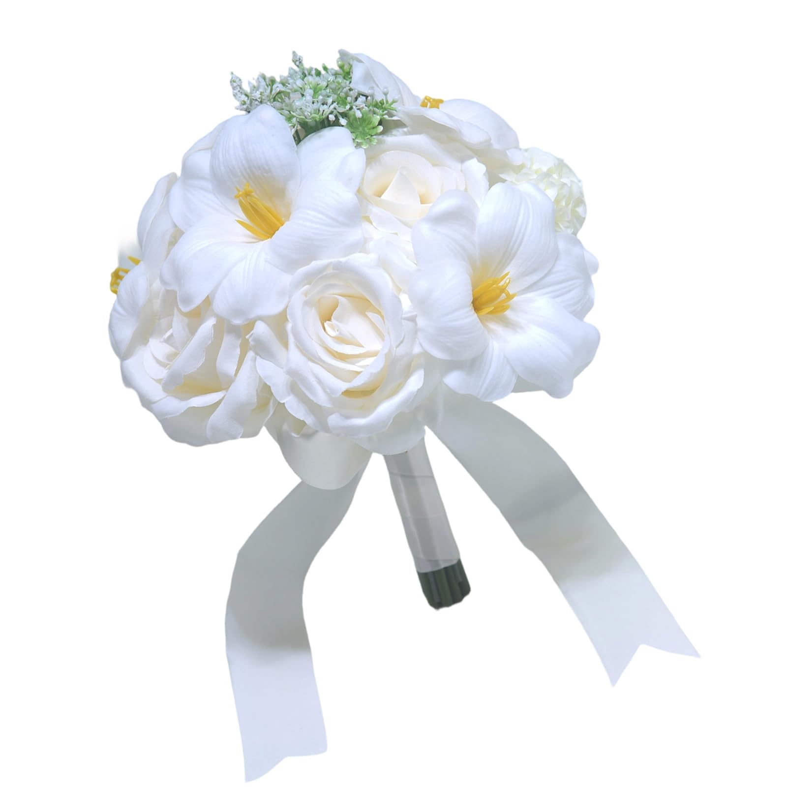 Wlnext Milky White Life Like Artificial Flower Bouquet For Tossing Photography Accessories Decoration Bridal Bouquet