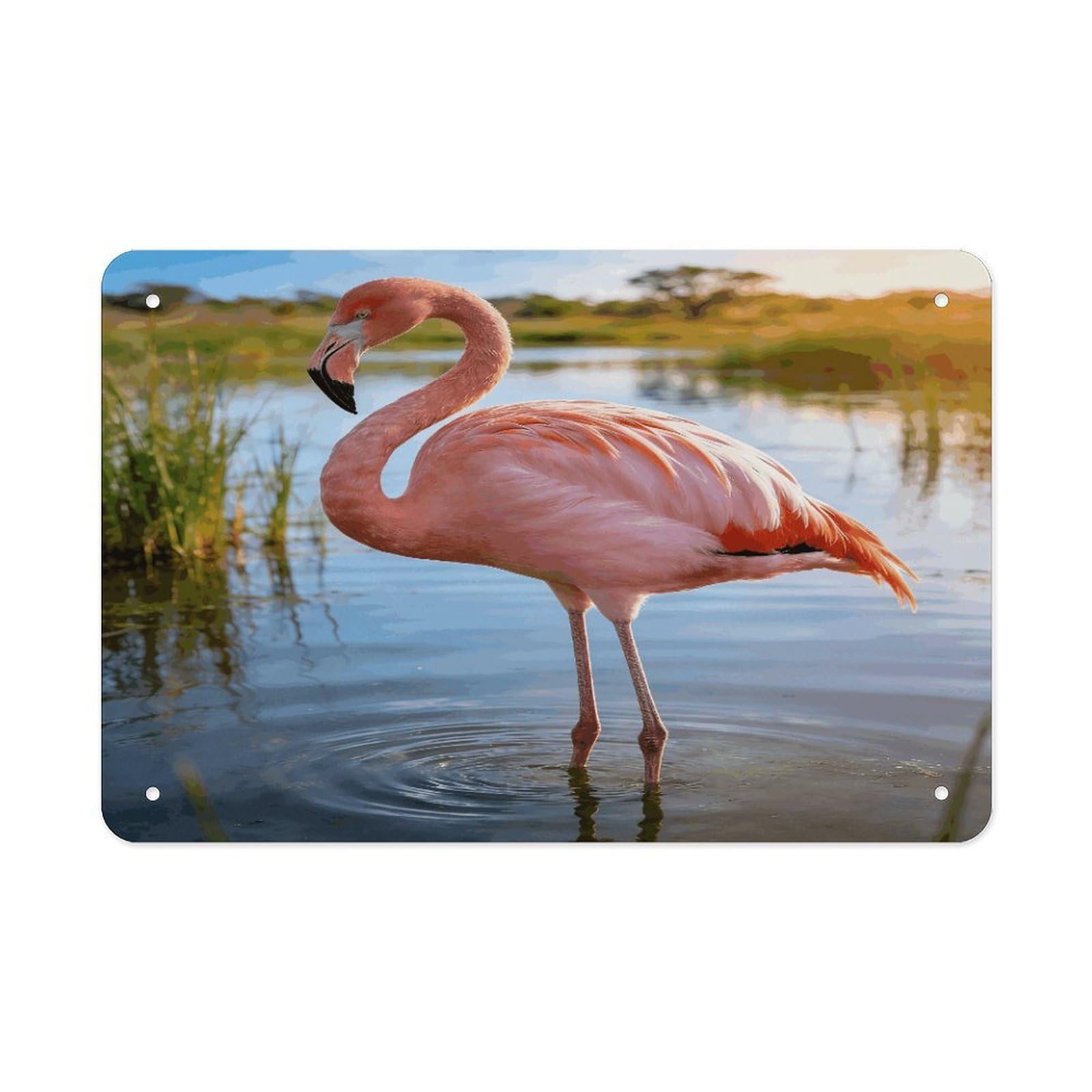 Fodpand Style Elegant Flamingo With National Flag Wall Art Metal Tin Signs Bar Metal Tin Sign Wall Decor For Home Living Room Bedroom Toilet Hotel Halloween Decor Gifts 7.9X 11.8 Inch