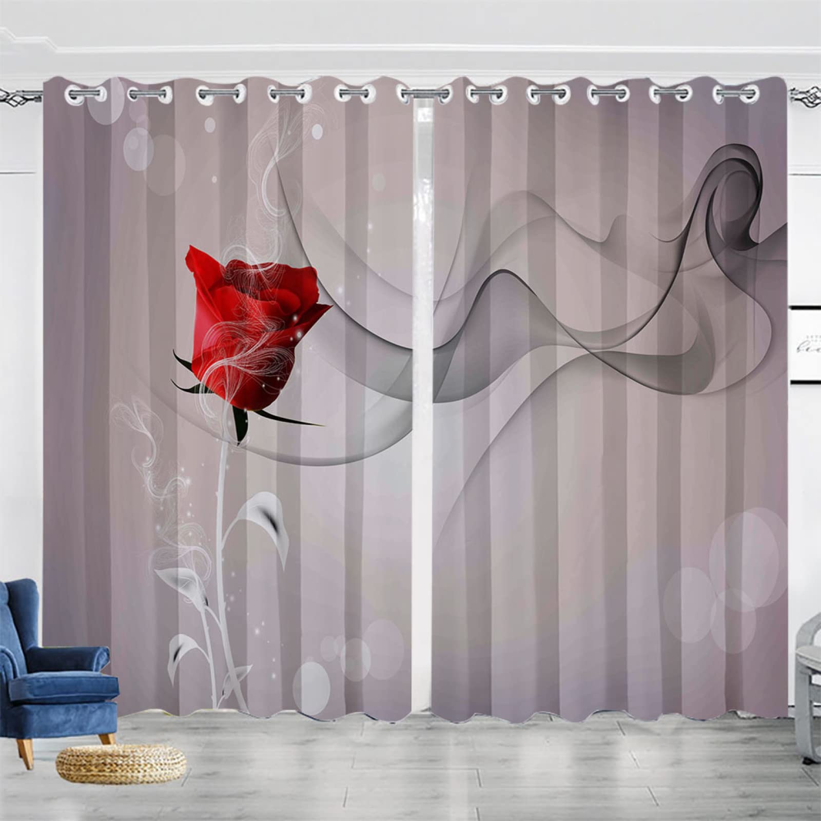 Vorhang Blickdicht Verdunklungsvorhänge Gardienen 2-SetRose 336x214cm