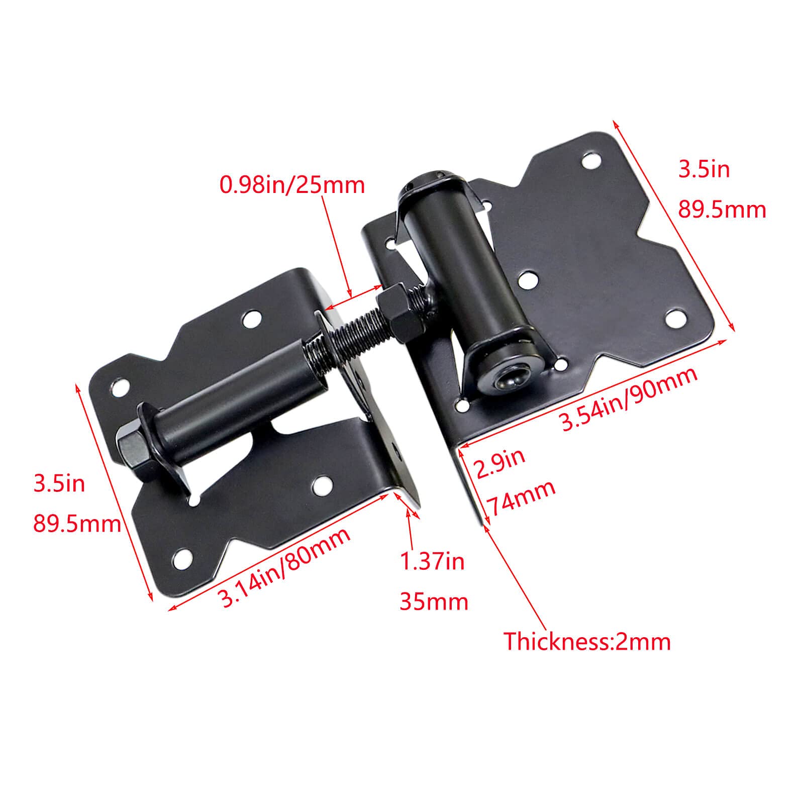 Self-Closing Door Hinges (2-Pack) - For Vinyl Or Wood Doors, Heavy Duty & Adjustable